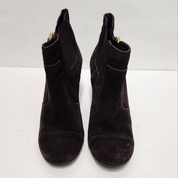 Tory Burch Adrienne Suede Wedge Ankle Booties in‎ Brown - Picture 2 of 13